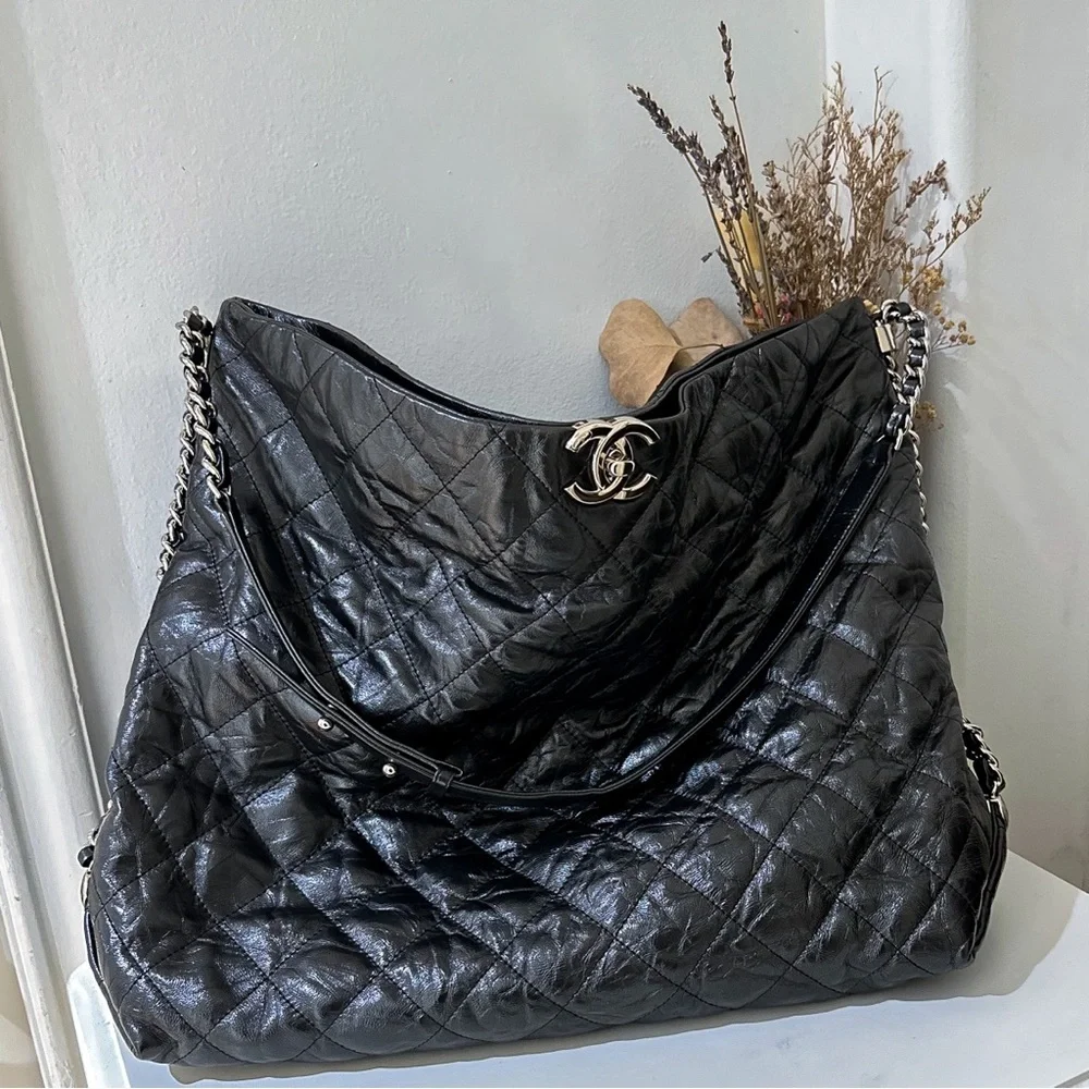 chanel large black hobo bag - Picture 1 of 3